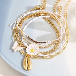 Shining Diva Fashion Set of 6 Latest Stylish Multilayer Charm Bracelet for Women and Girls (14694b)