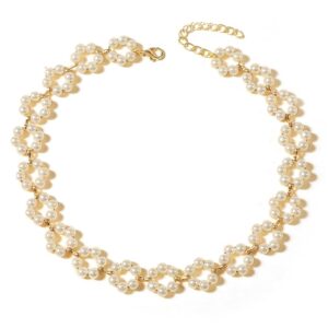 Shining Diva Fashion Latest Stylish Pearl Chain Pendant Choker Necklace for Women and Girls (14633np)