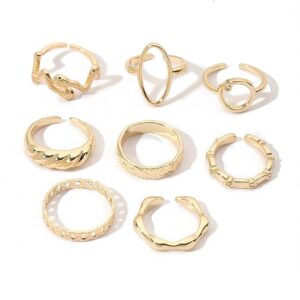 SALTY Cascade of Love Finger Rings for Women & Girls Pack of 8