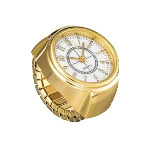 Fashion Frill Ring Watch for Women Stainless Steel Gold Plated Stylish Strachable Gold Ring for Women Girls Love Gifts