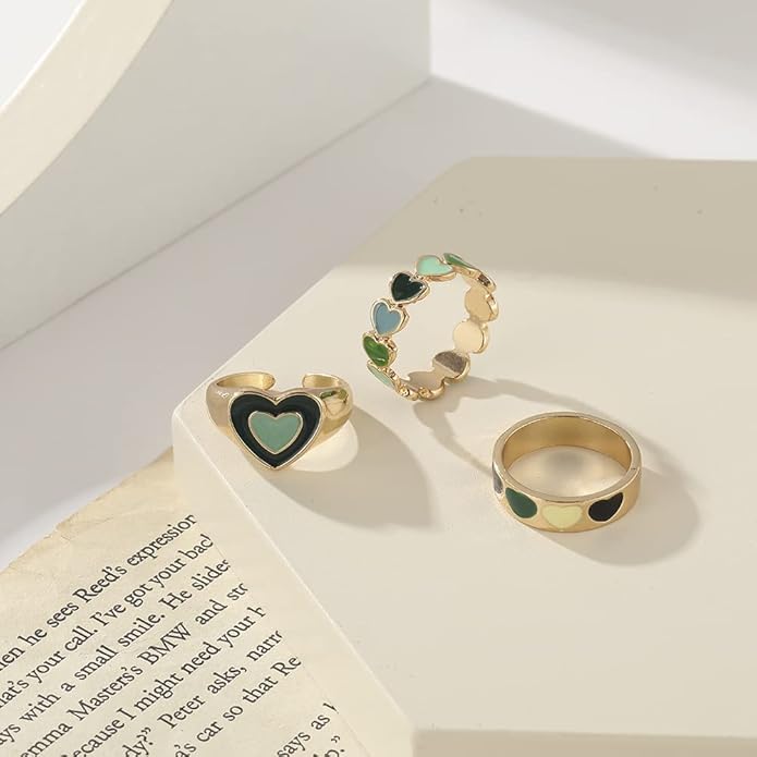 Shining Diva Fashion Latest Stylish Y2k Aesthetic Metal Chunky Finger Ring for Women and Girls (rrsd14379r) Set of 3 - Image 3