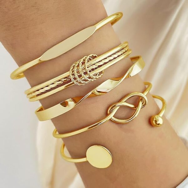 Shining Diva Fashion Set of 5 Latest Stylish Multilayer Gold Plated Bangle Bracelet for Women and Girls (16178b) - Image 2