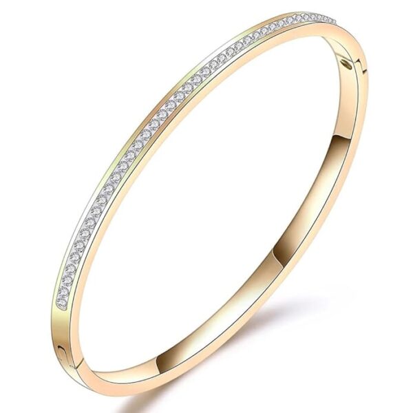 Shining Diva Fashion Anti Tarnish Jewellery | 18K Gold Plated Stainless Steel Openable Crystal Bracelet | Latest Stylish Cuff Bangle | Love Friendship Couples Gifts for Women Girls Mother Sister Wife Girlfriend