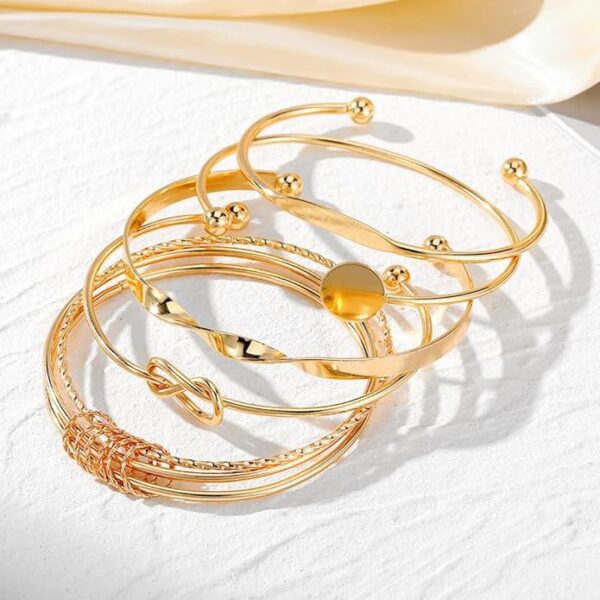 Shining Diva Fashion Set of 5 Latest Stylish Multilayer Gold Plated Bangle Bracelet for Women and Girls (16178b) - Image 3