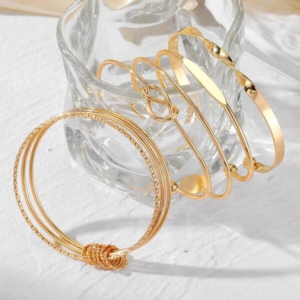 Shining Diva Fashion Set of 5 Latest Stylish Multilayer Gold Plated Bangle Bracelet for Women and Girls (16178b) - Image 4