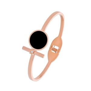Yellow Chimes Elvora Kada Bracelet for Women Stainless Steel RoseGold Plated Black Circle Statement Style Kadaa Bracelet for Women and Girls