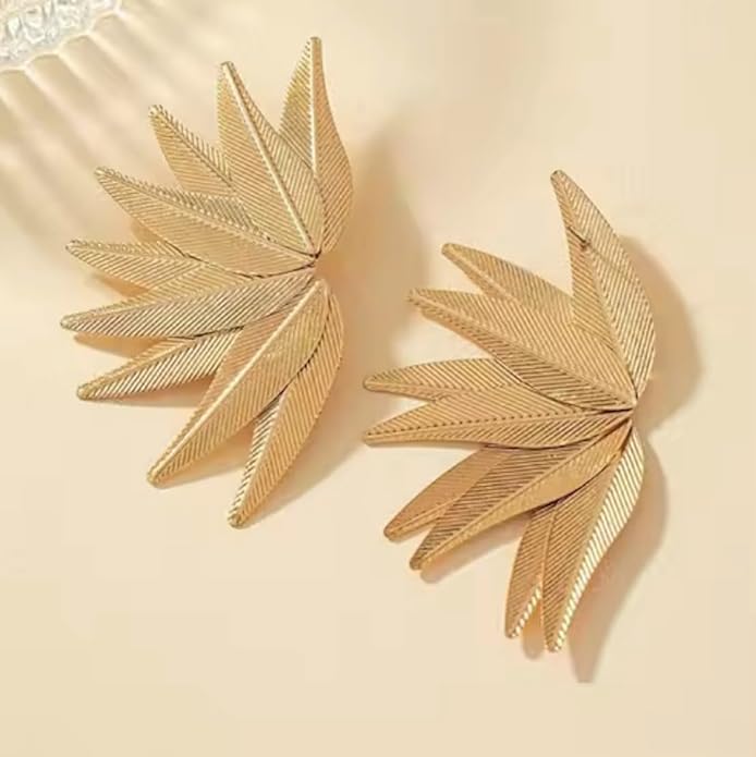 Nilu's Collections Gold Plated Leaf Earrings Studs | gift for her | Gifts For Women & girls. - Image 2