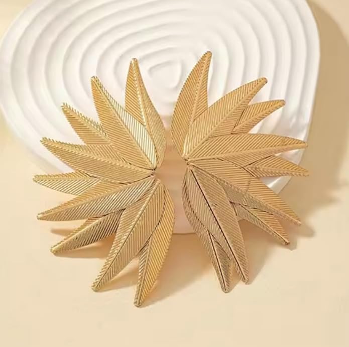 Nilu's Collections Gold Plated Leaf Earrings Studs | gift for her | Gifts For Women & girls. - Image 4
